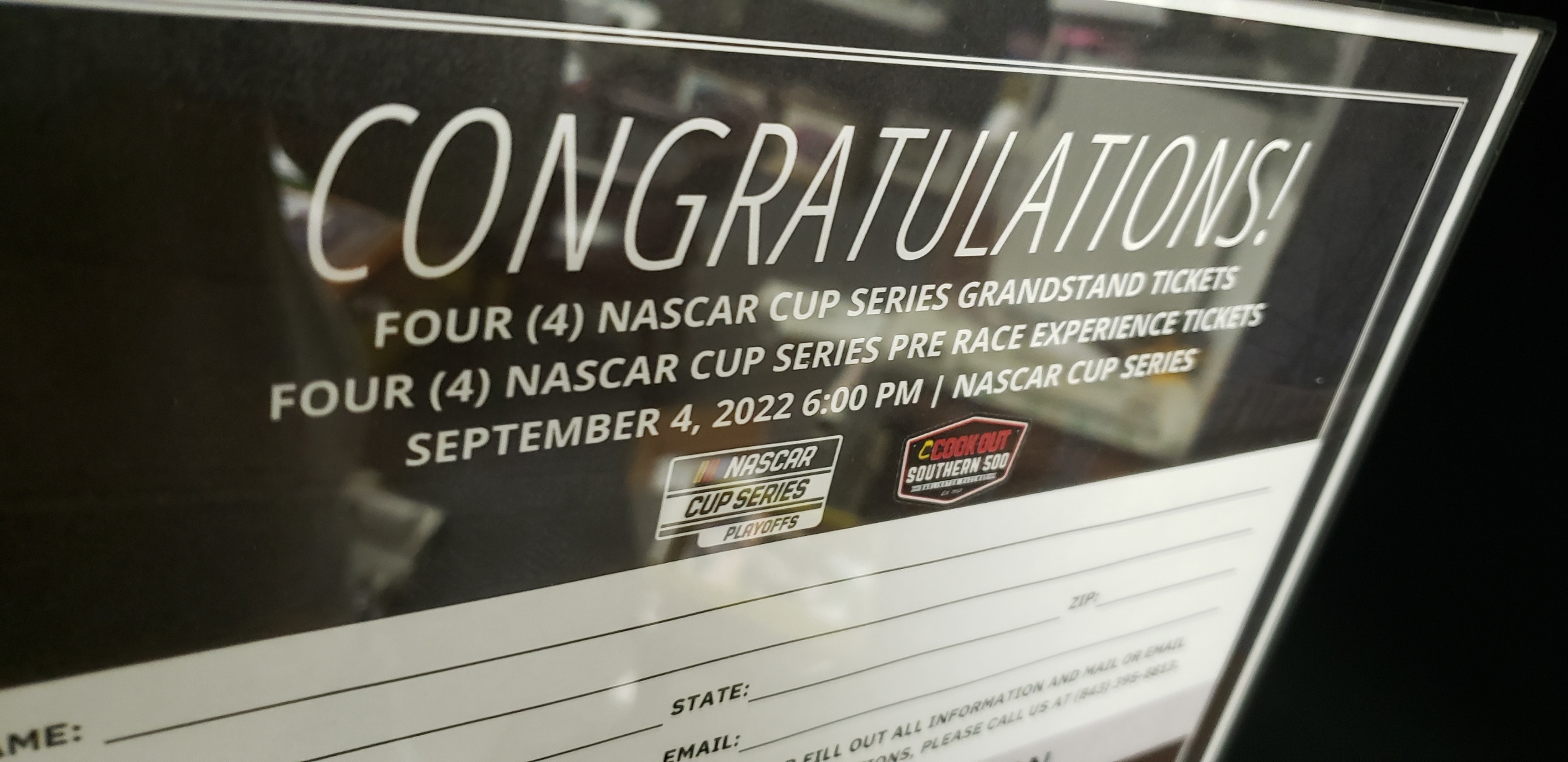 4 Tickets to Darlington Cup Race in September Dale Earnhardt Chevrolet